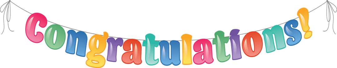 Colorful Congratulations Banner on Transparent Background