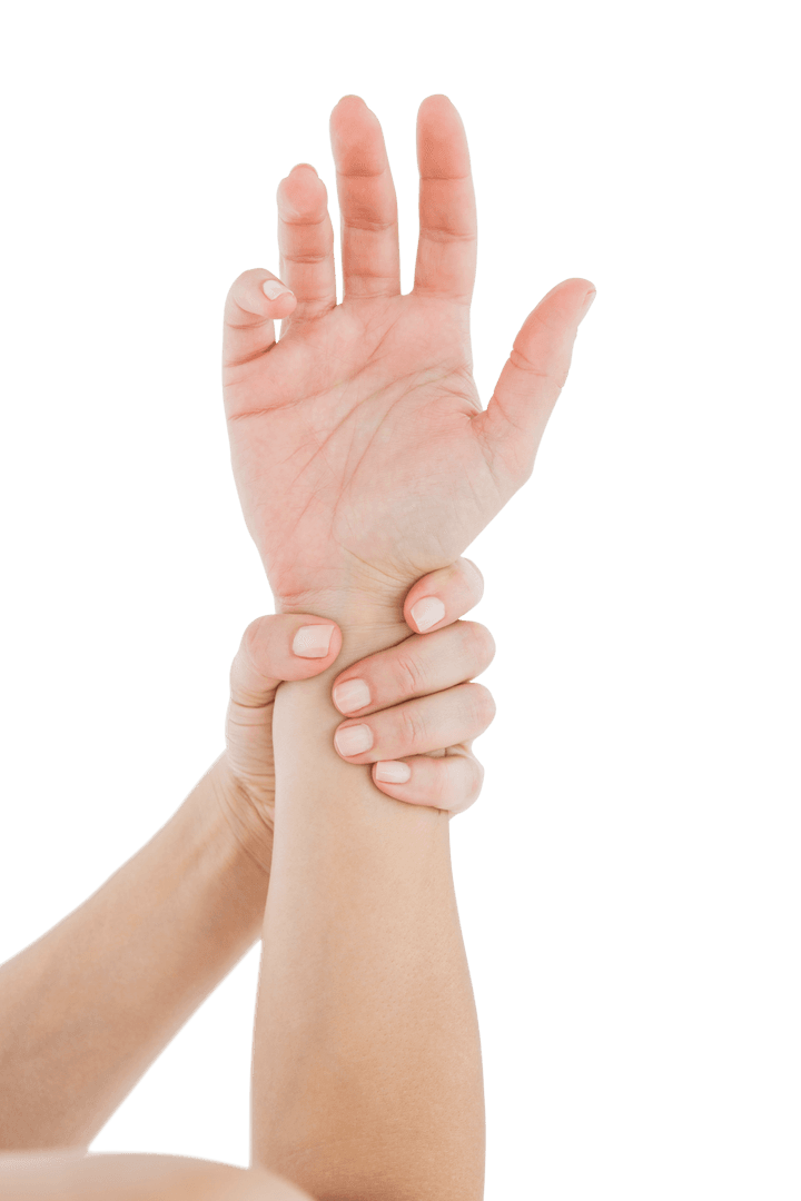 Transparent Hands Holding Sign of Pain Relief