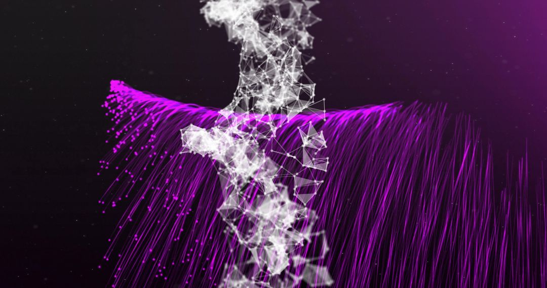 Digital DNA Strand and Glowing Lights Abstract Art