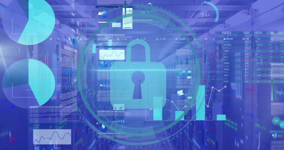 Cybersecurity Digital Lock Symbol on Technology Background