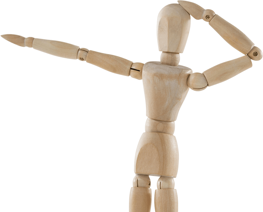 Transparent Wooden Mannequin Expressive Gesture