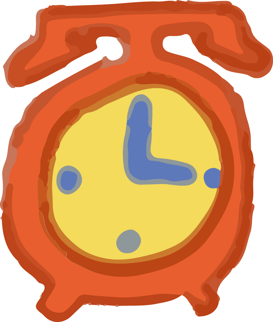 Transparent Vector Orange Twin-Bell Alarm Clock Illustration