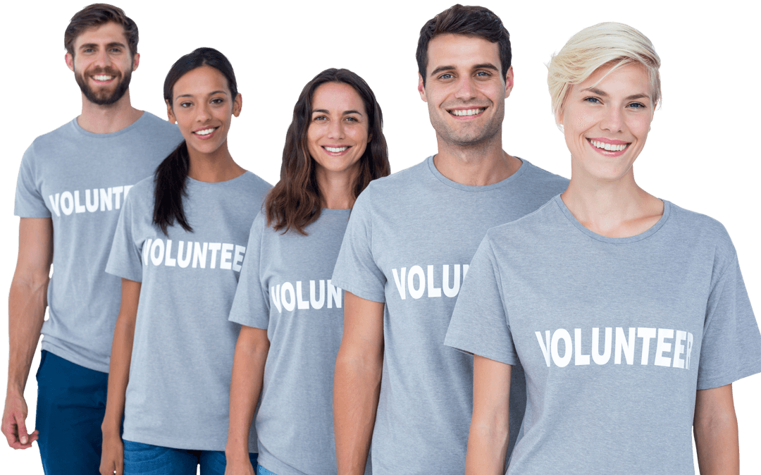 Diverse Group of Volunteers Smiling, Isolated Transparent Background
