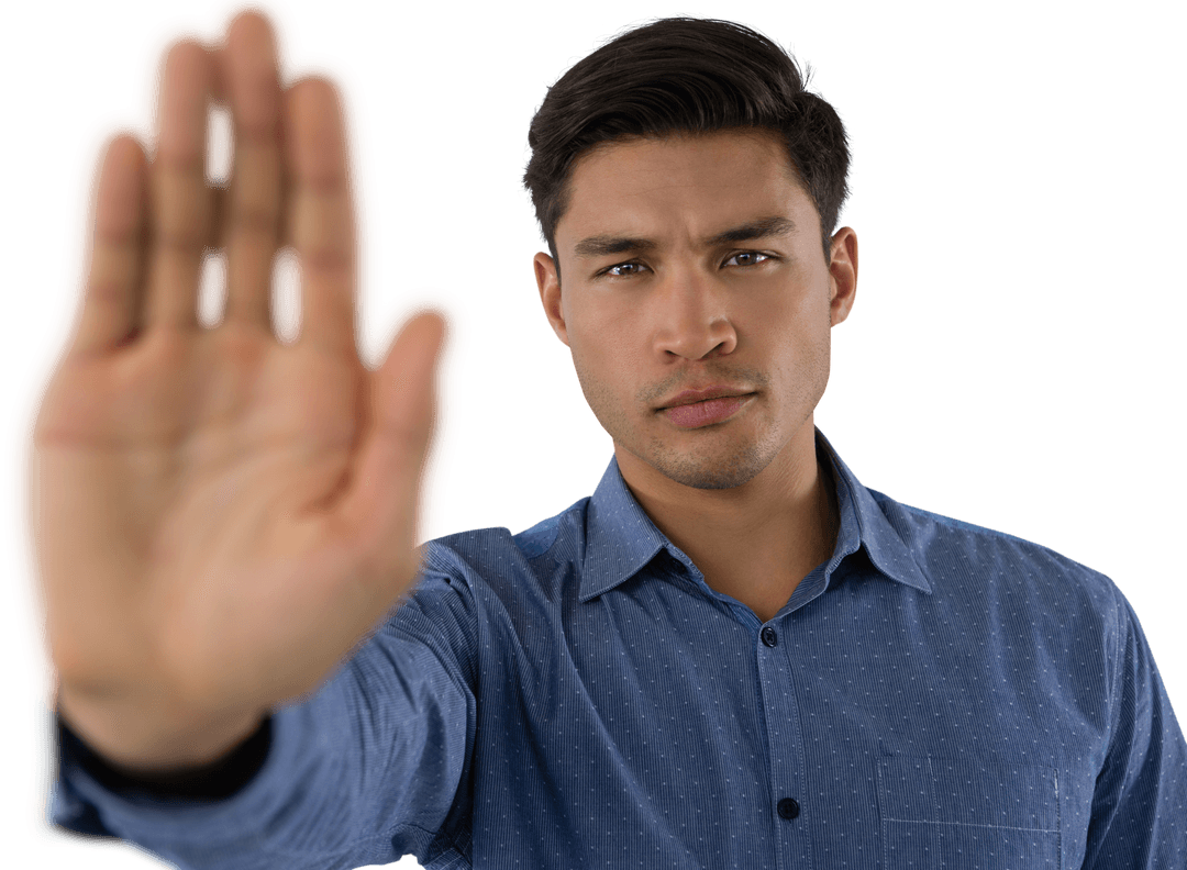 Businessman Making Hand Stop Gesture Transparent Background