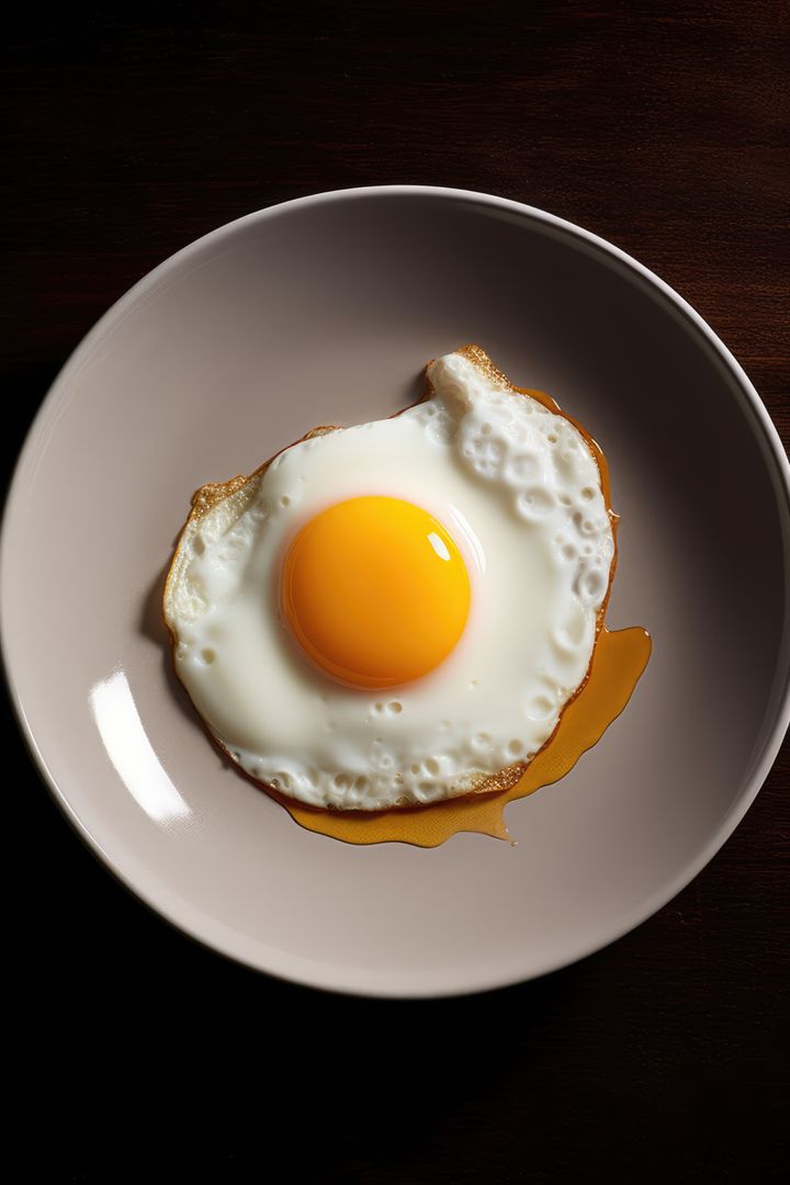 Perfectly Cooked Sunny Side Up Egg in White Plate - Free Images, Stock Photos and Pictures on Pikwizard.com