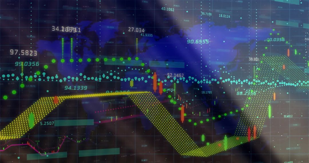 Global Data Exchange and Stock Market Analysis Over World Map