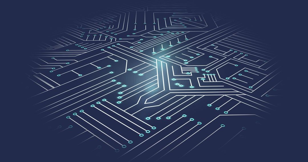 Futuristic Circuit Board Featuring Digital Data Pathways