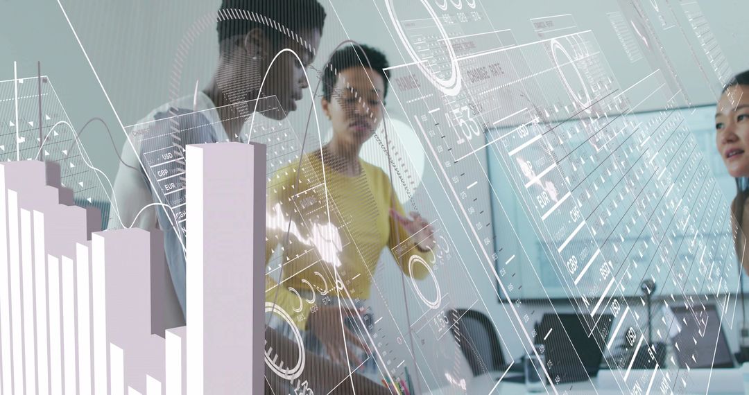 Team Collaboration with Futuristic Data Analytics Interface