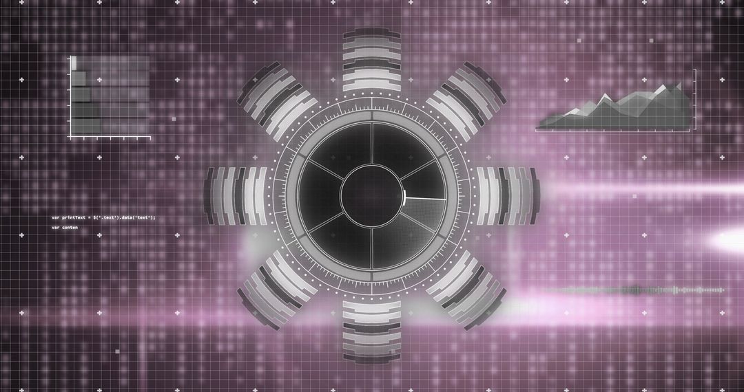 Futuristic Digital Interface with Rotating Data Visuals