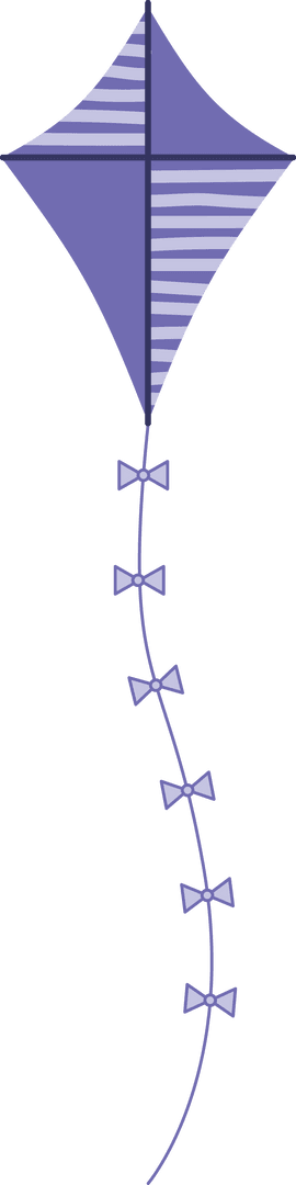 Flying Purple Kite with Bows and Transparent Tail Design