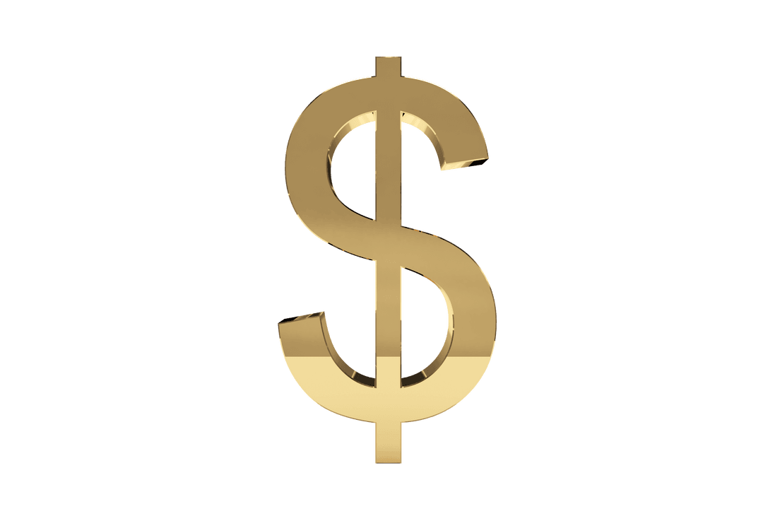 Transparent Shiny Gold Dollar Symbol