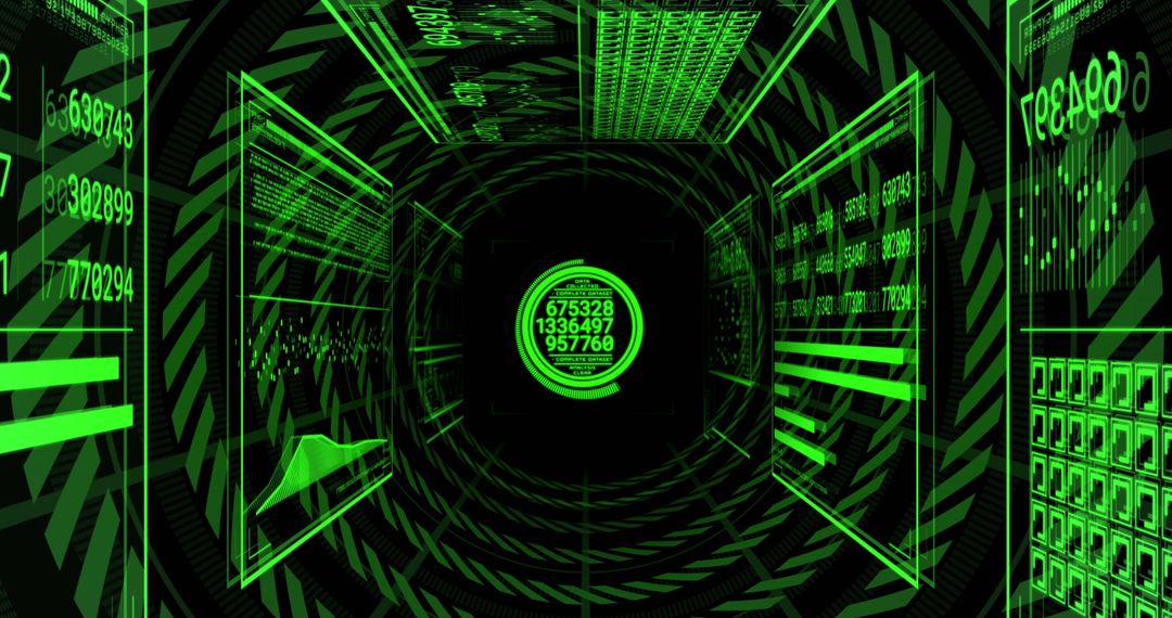 Futuristic Data Tunnel with Digital Display Interface