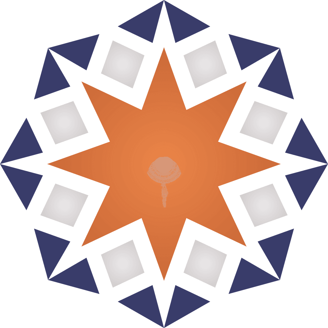 Geometric Mandala with Orange Star on Transparent Background