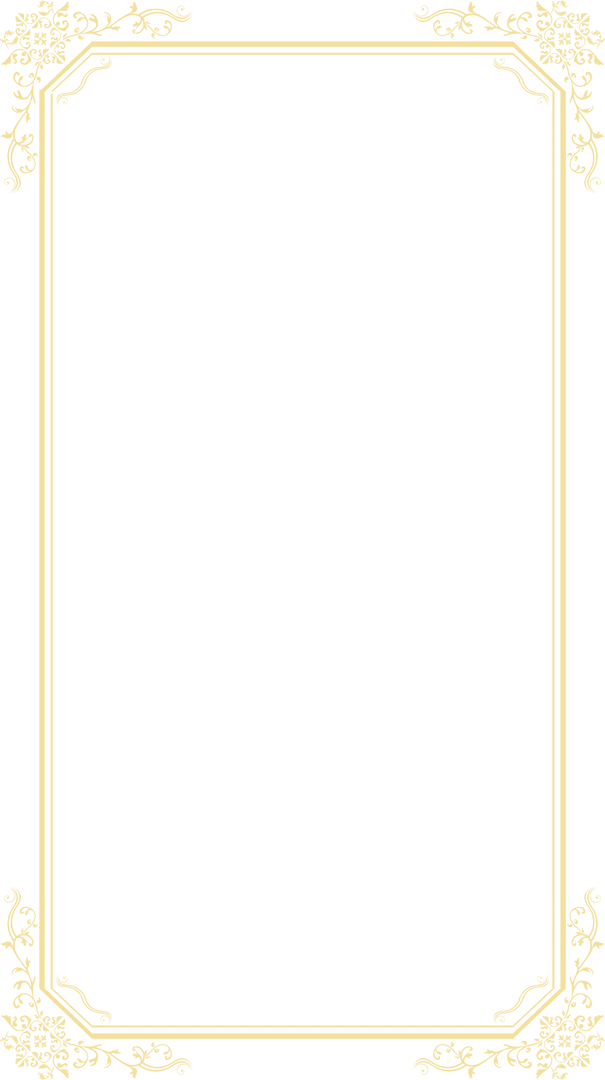 Ornate Golden Floral Frame on Transparent Background
