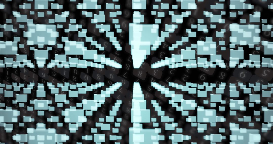 Abstract Digital Network with Glowing Data Blocks