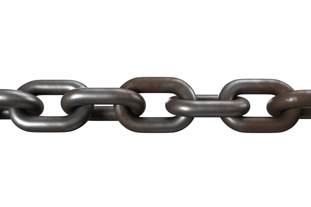 Transparent Background Metallic Chain Closeup Illustration