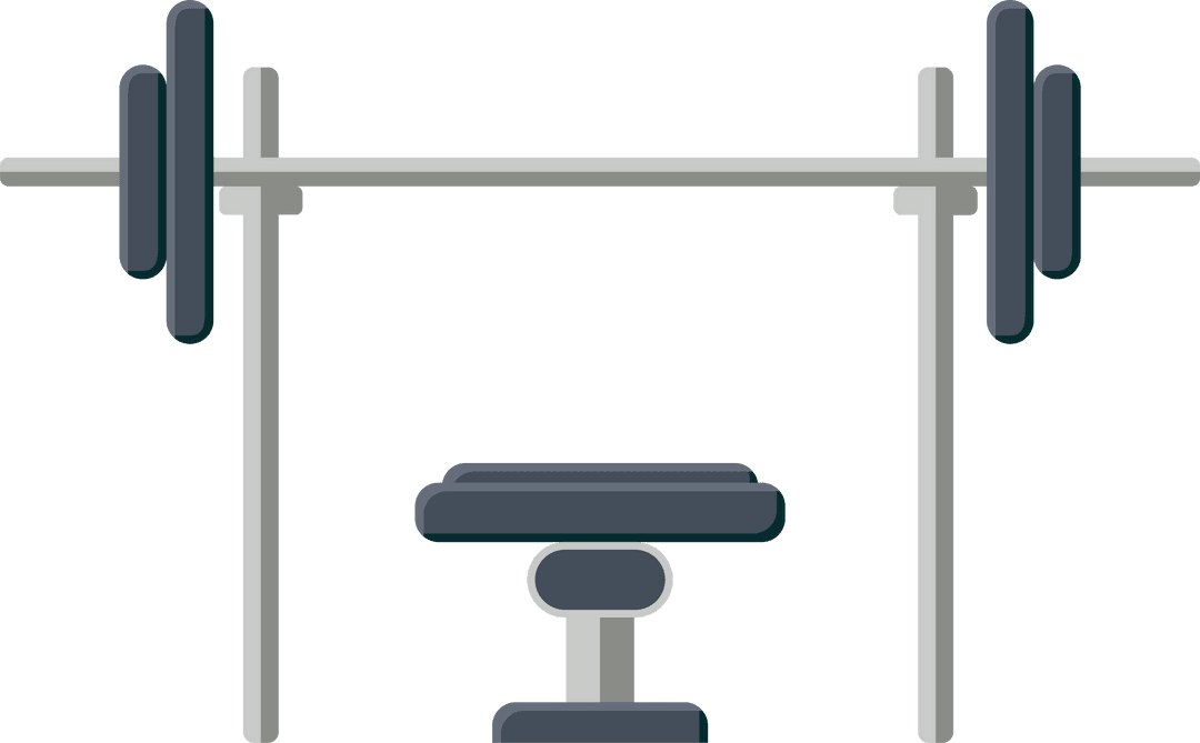 Flat Design Bench Press Station with Padded Bench on Transparent Background