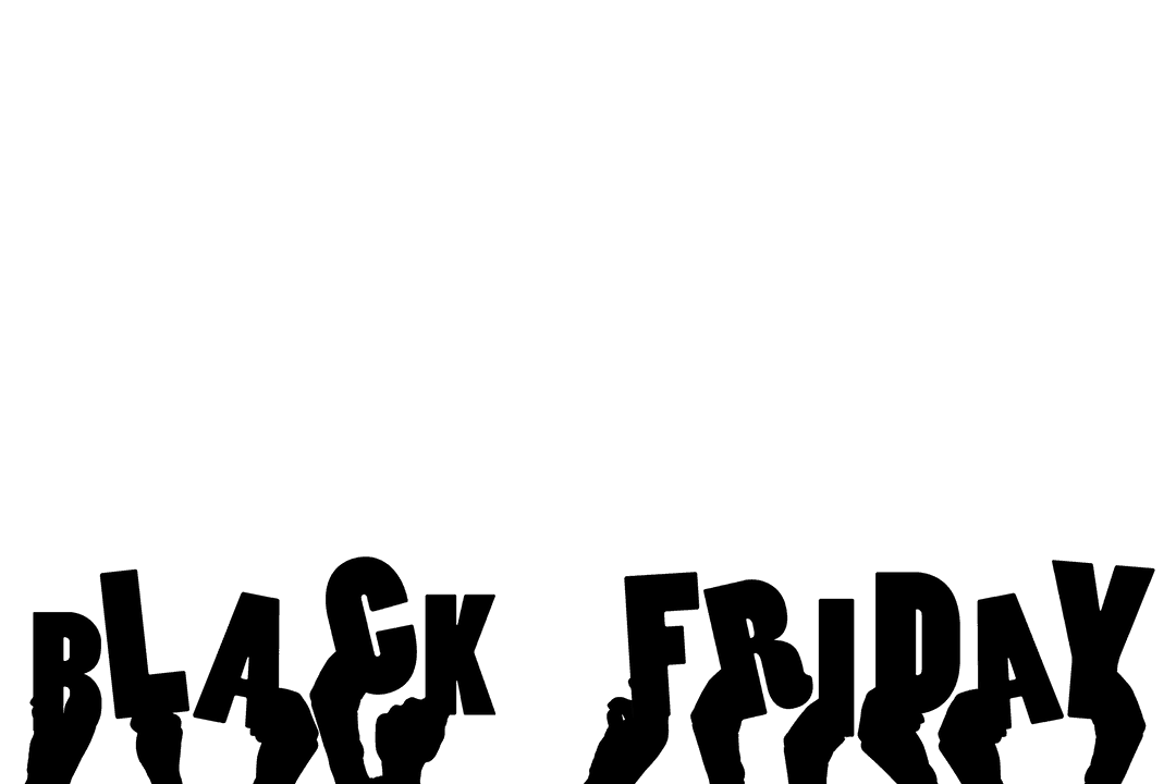 Black Friday Sale Text with Outstretched Hands on Transparent Background