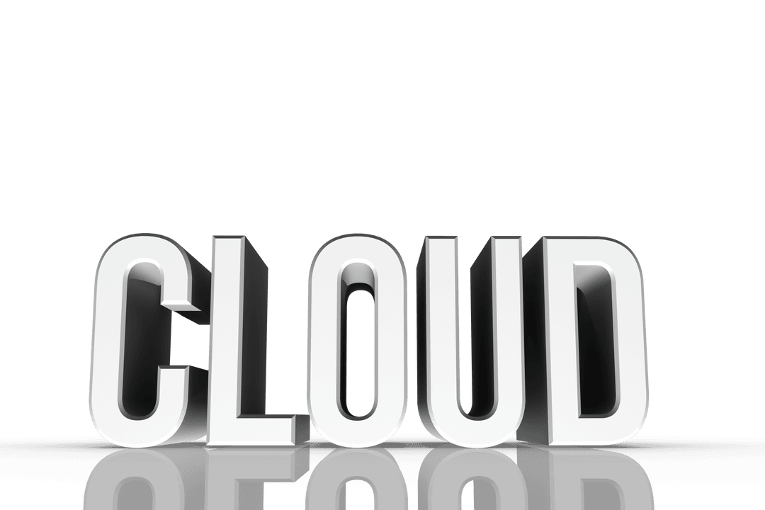 Digital cloud text on transparent background for cloud communication concept