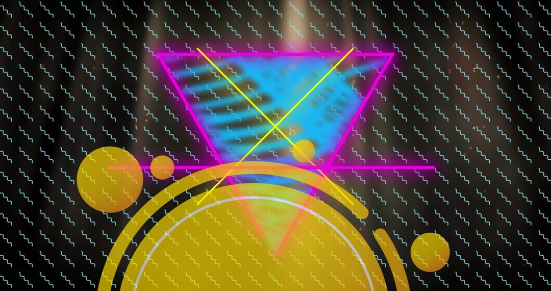 Neon Geometric Abstraction Over Digital Background