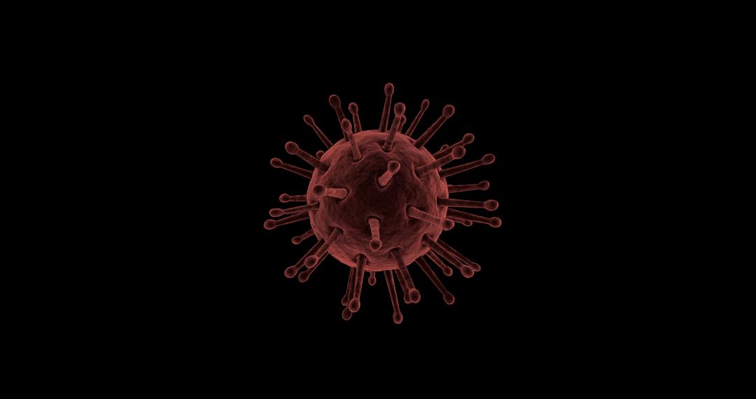 Digital Rendering of Virus Cell Against Black Background
