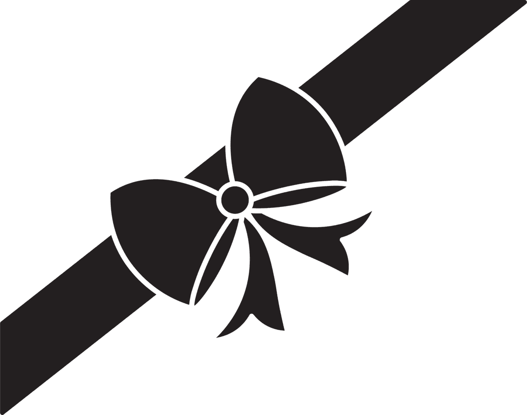 Black Ribbon Bow with Transparent Background Illustration
