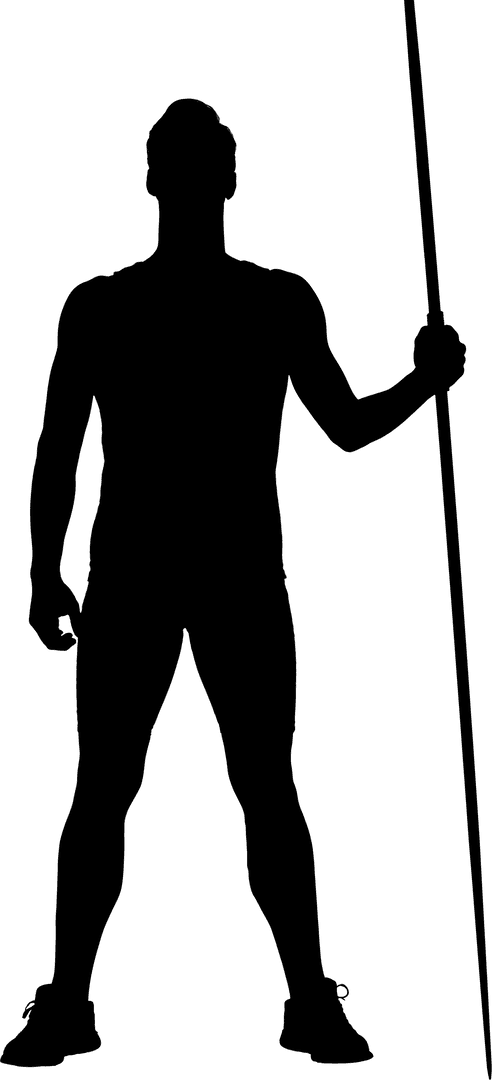 Silhouette of Man Throwing Javelin on Transparent Background