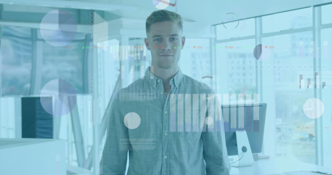 Businessman Connected to Digital Financial Interface