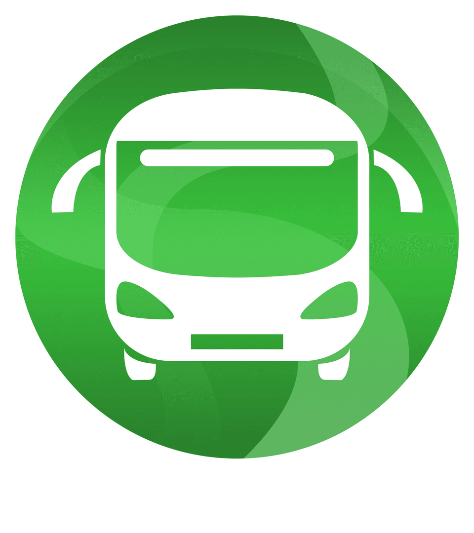 Transparent Bus Icon in Green Circle Symbolizing Public Transport