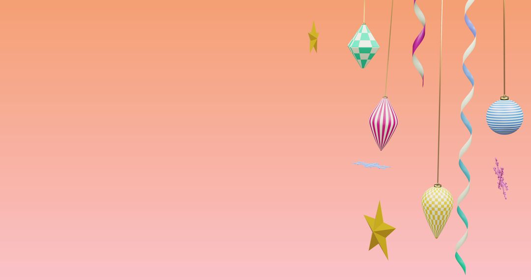 Festive Christmas Decorations on Vibrant Pink Background