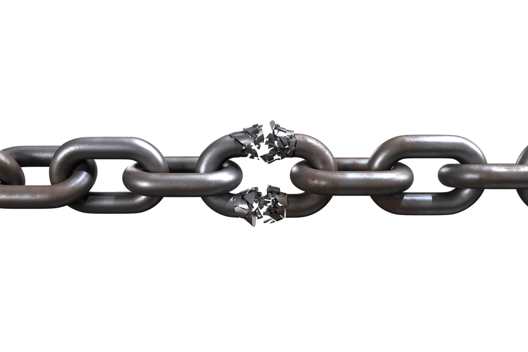 Damaged Silver Chain with Transparent Background