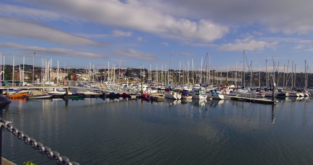 Vibrant Marina with Boats Docked in Calm Waters on a Sunny Day - Free Images, Stock Photos and Pictures on Pikwizard.com