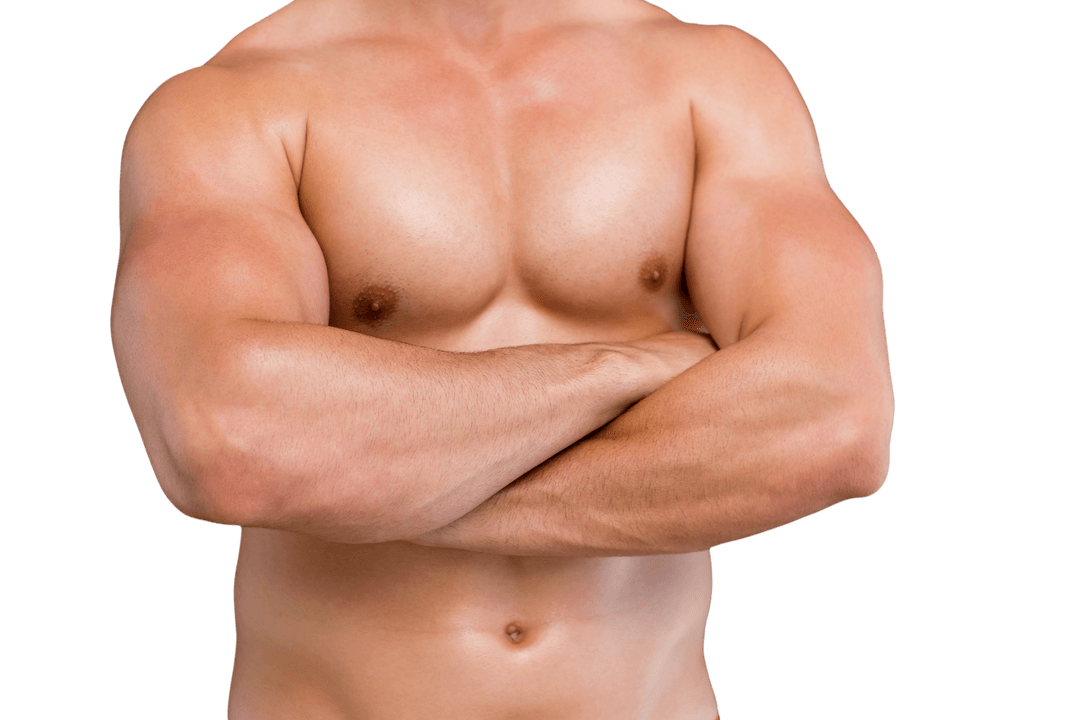 Shirtless Fit Male with Arms Crossed on Transparent Background