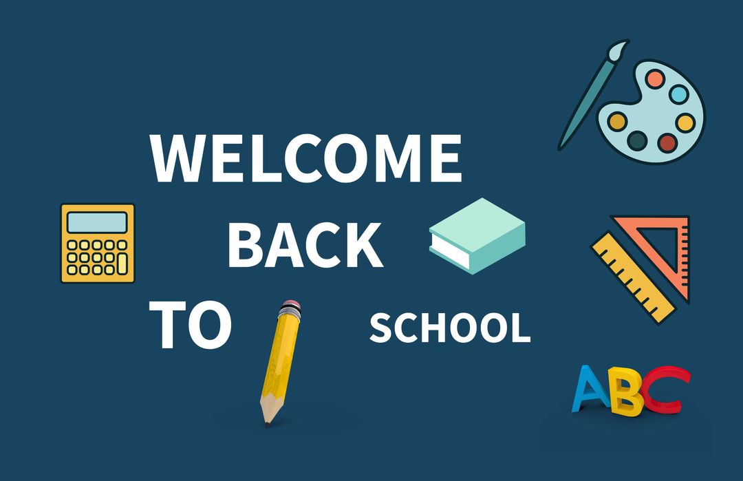 Colorful Back to School Graphic with School Supplies and Welcome Message - Download Free Stock Templates Pikwizard.com