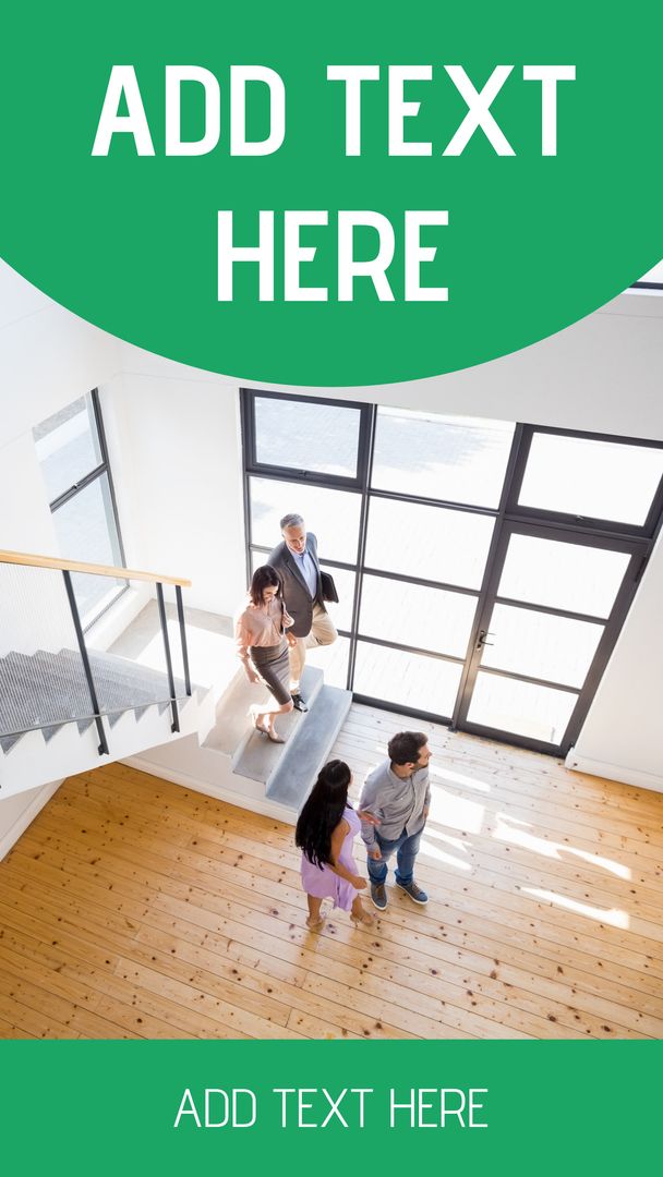 Family Ascending Modern Staircase in Bright Home