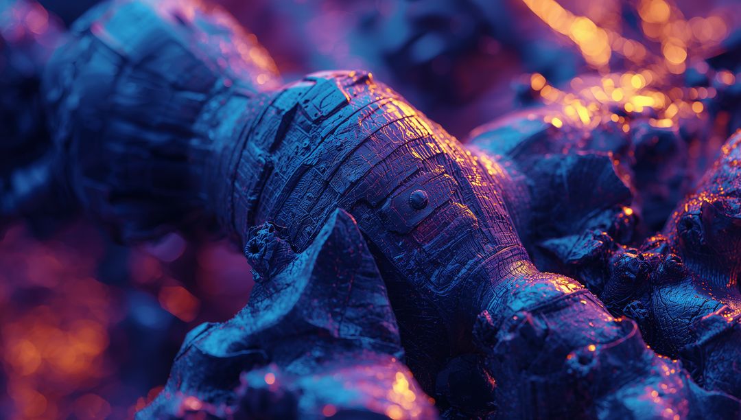 Futuristic Mechanical Component on Molten Base