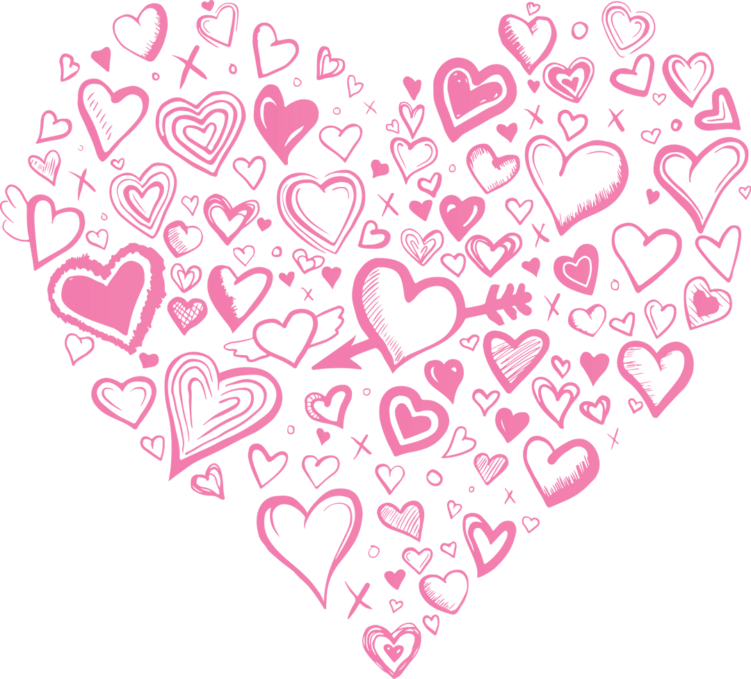 Pink Heart Cluster on Transparent Background - Love Pattern Illustration