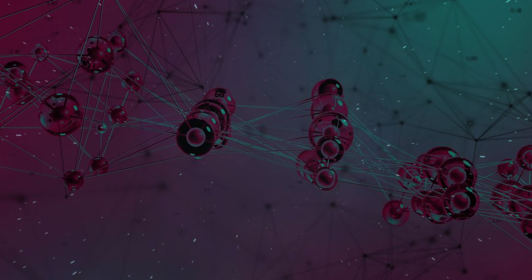 Futuristic Network of Metallic Spheres in Abstract Digital Space