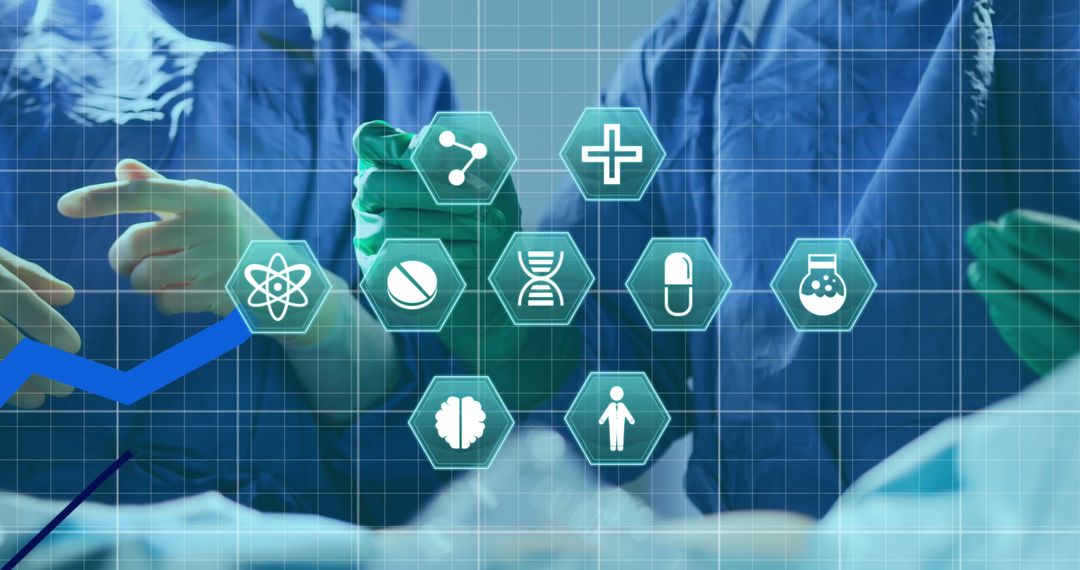 Surgeons Operating with Medical Technology Interface Overlay