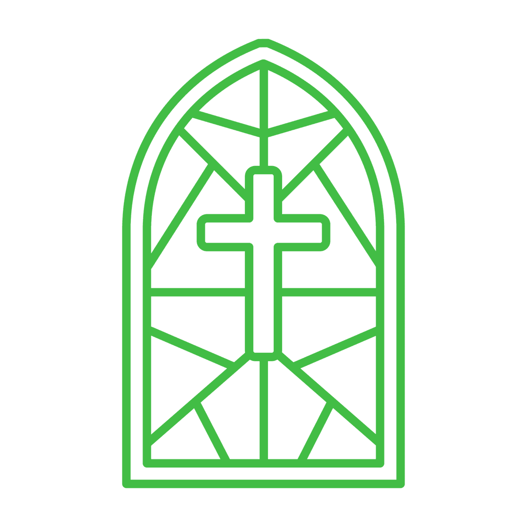 Digital Green Stained Glass Window Design on Transparent Background