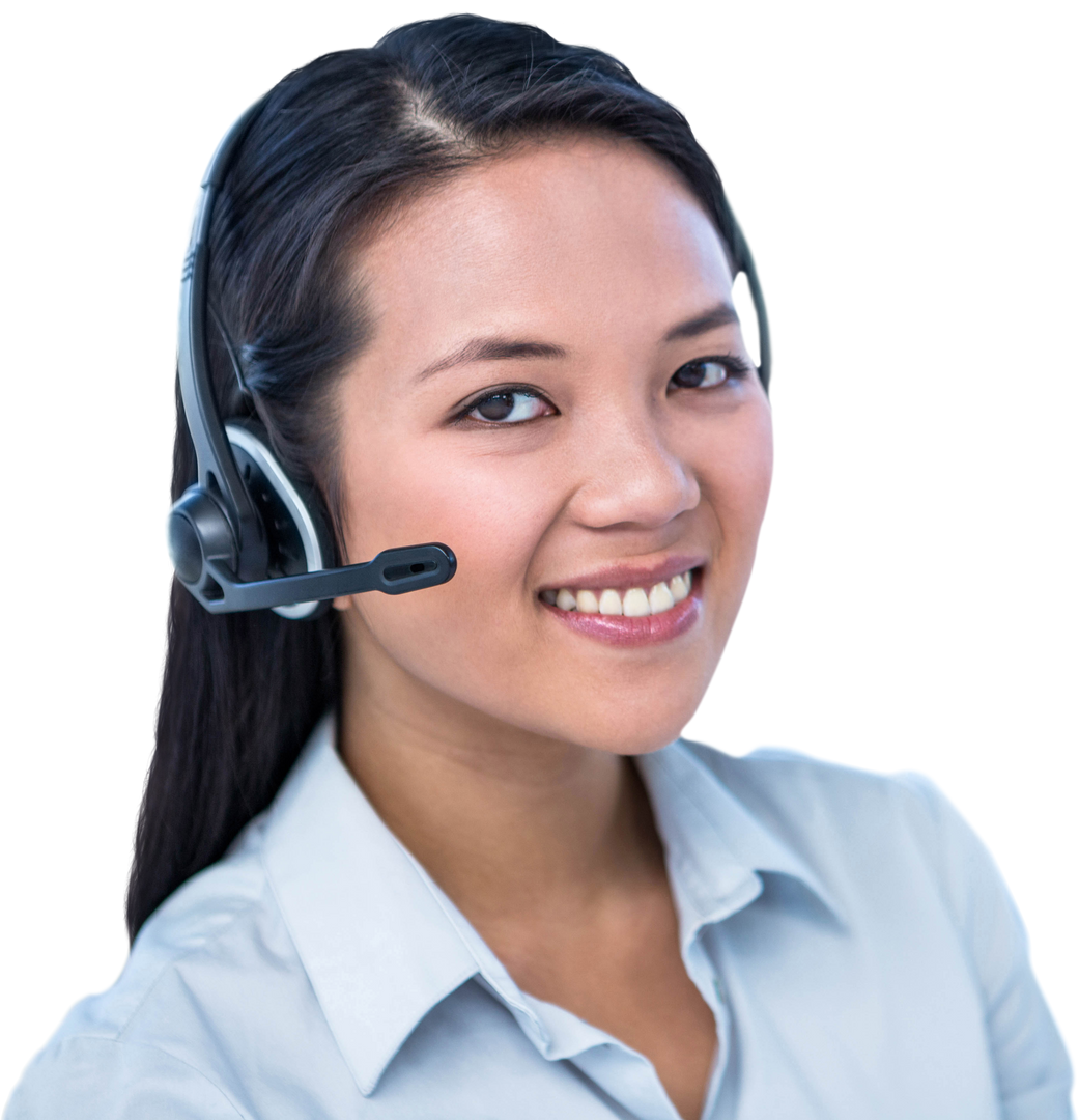 Asian Customer Service Representative Smiling with Transparent Background - Download Free Stock Images Pikwizard.com