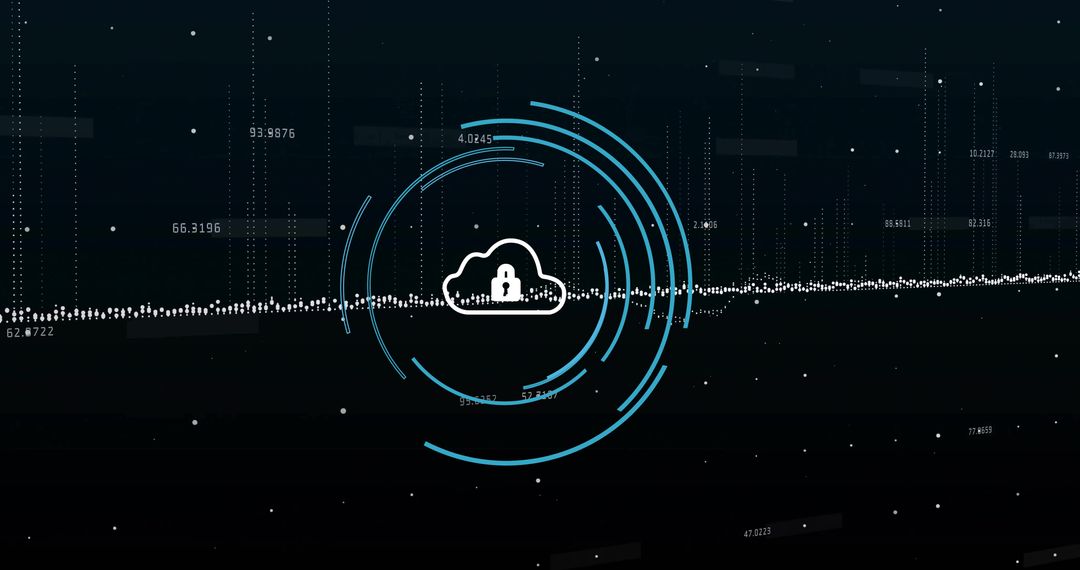 Futuristic Cybersecurity Cloud Interface with Padlock