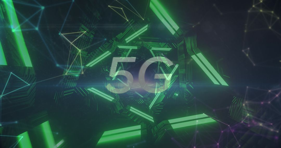 Futuristic 5G Network Concept with Glowing Green Tunnel