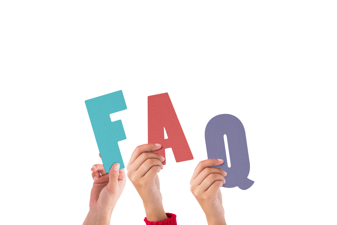 Hands Holding FAQ Text Transparent Vector Illustration