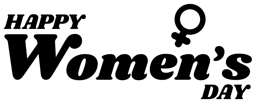 Happy Women's Day Typography with Female Symbol on Transparent Background