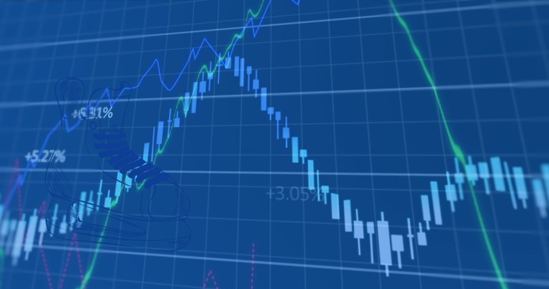 Dynamic Stock Market Chart with Shoe Icons Overlay