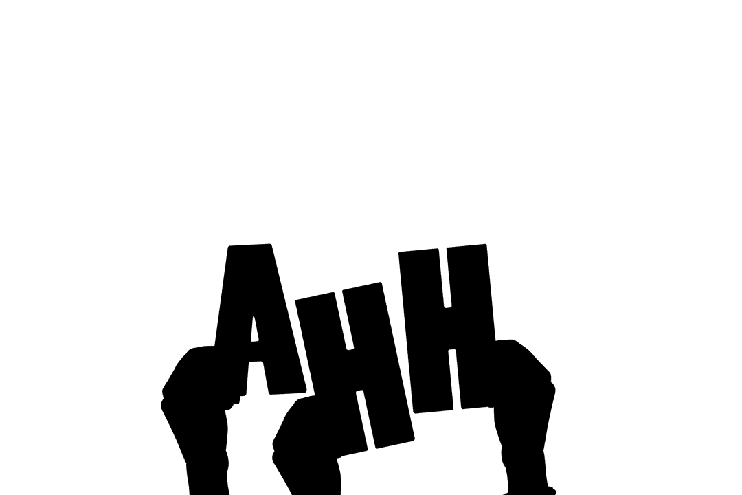 Hands Holding 'Ahh' Text with Transparent Background