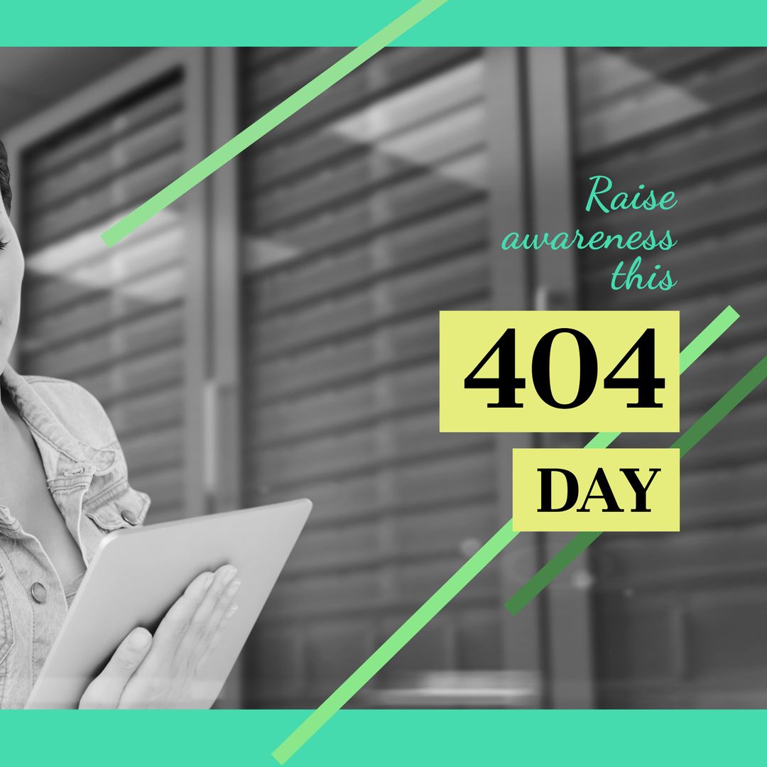 404 Day Awareness Digital Design with Woman and Device