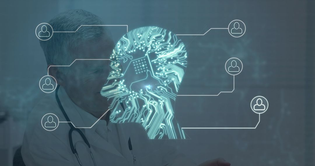 Doctor Analyzing AI Brain Interface for Healthcare Solutions