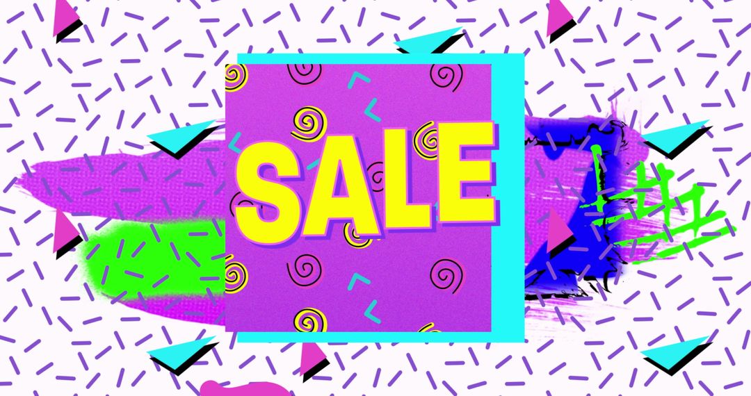 Vibrant abstract sale banner with retro design elements
